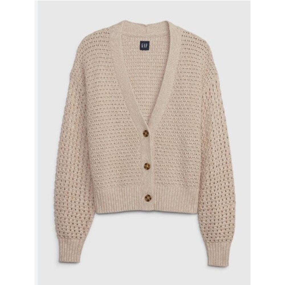 Gap Mixed Stitch Cardigan Ivory Beige - M Tall